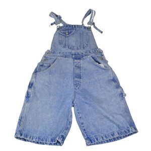 No Excuses Vintage Denim Overall Shorts Blue Shorteralls 90's Womens 12
